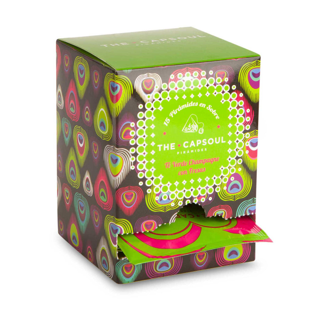 Pirámides ensobradas Té Verde Champagne con Fresas